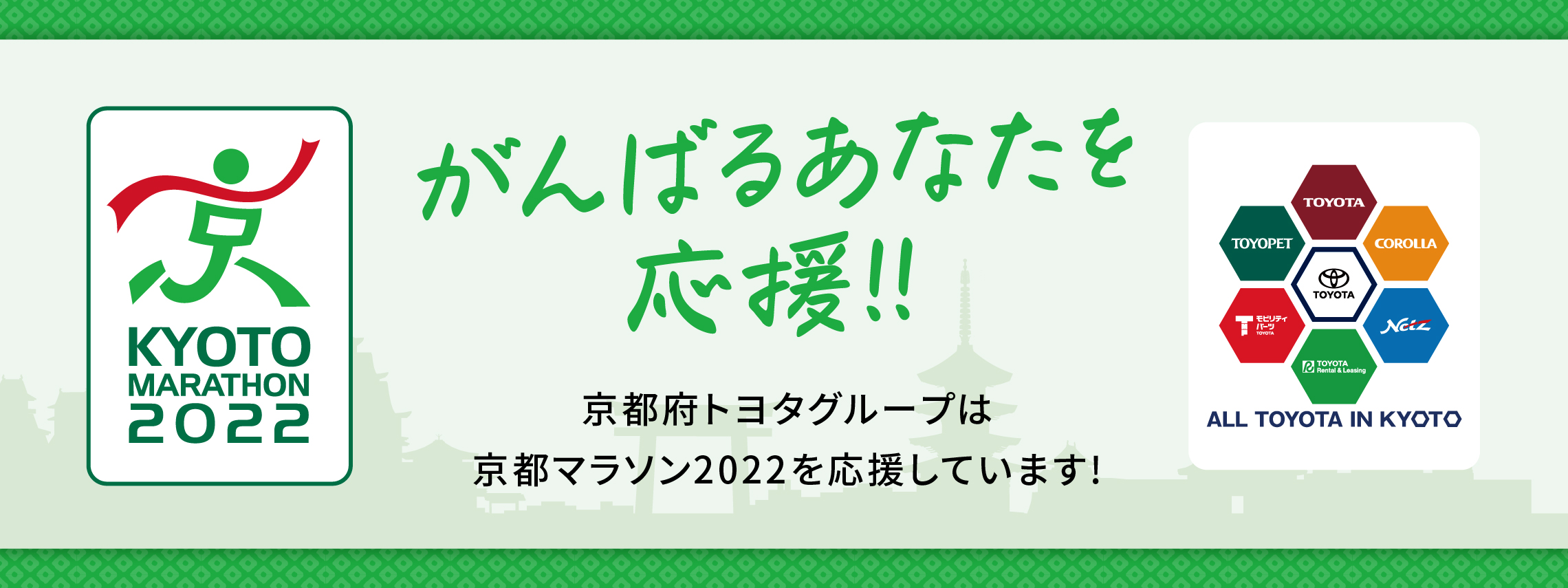 がんばるあなたを応援！京都府トヨタグループは京都マラソン2022を応援します！